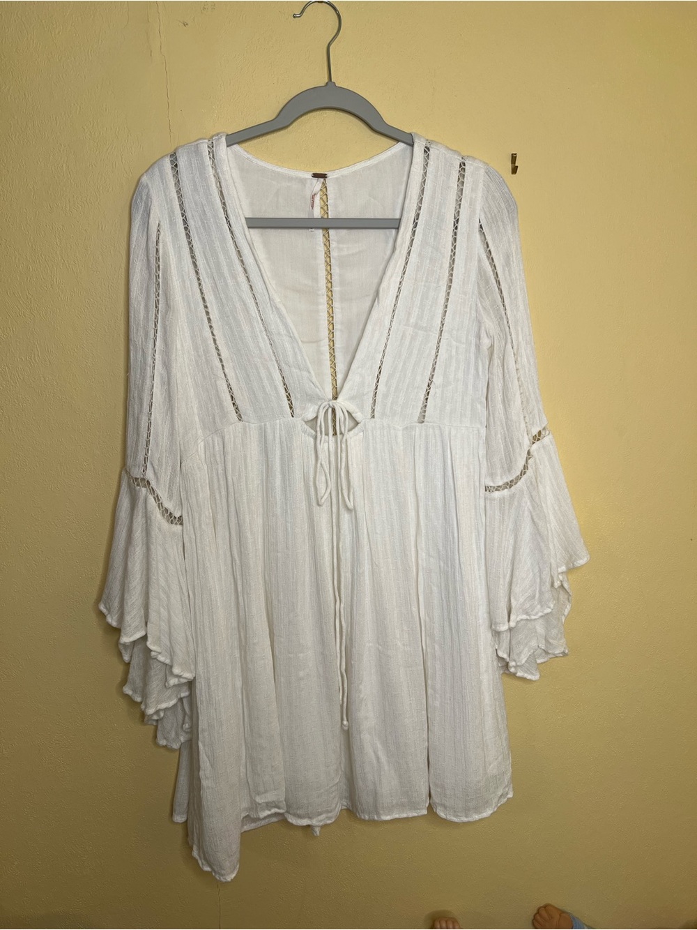 Free People White Boho Tie-Front Beach Tunic